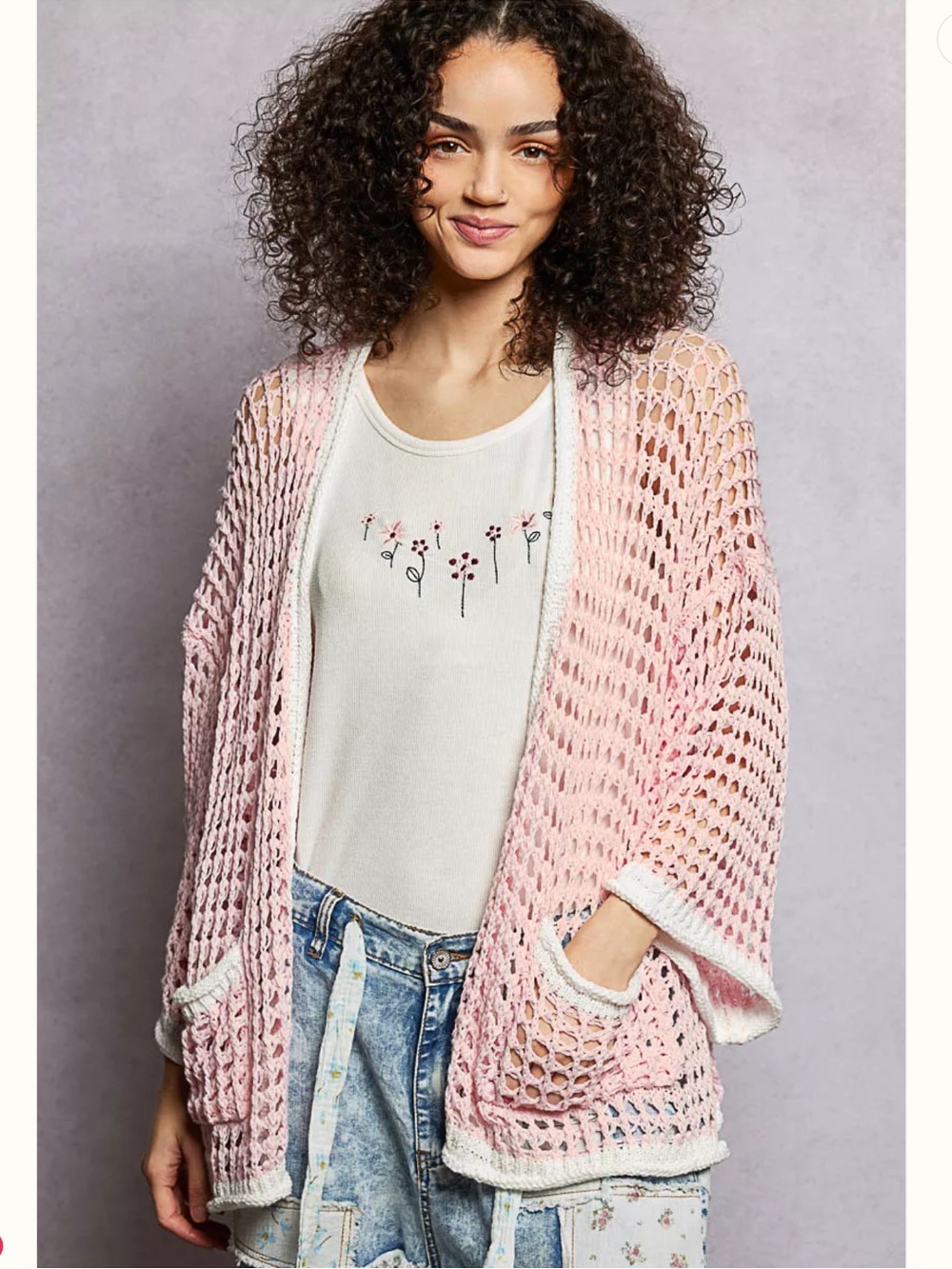 NIP POL Openwork Crochet Cardigan